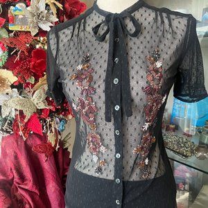 Nylon Lace Top with Sequins